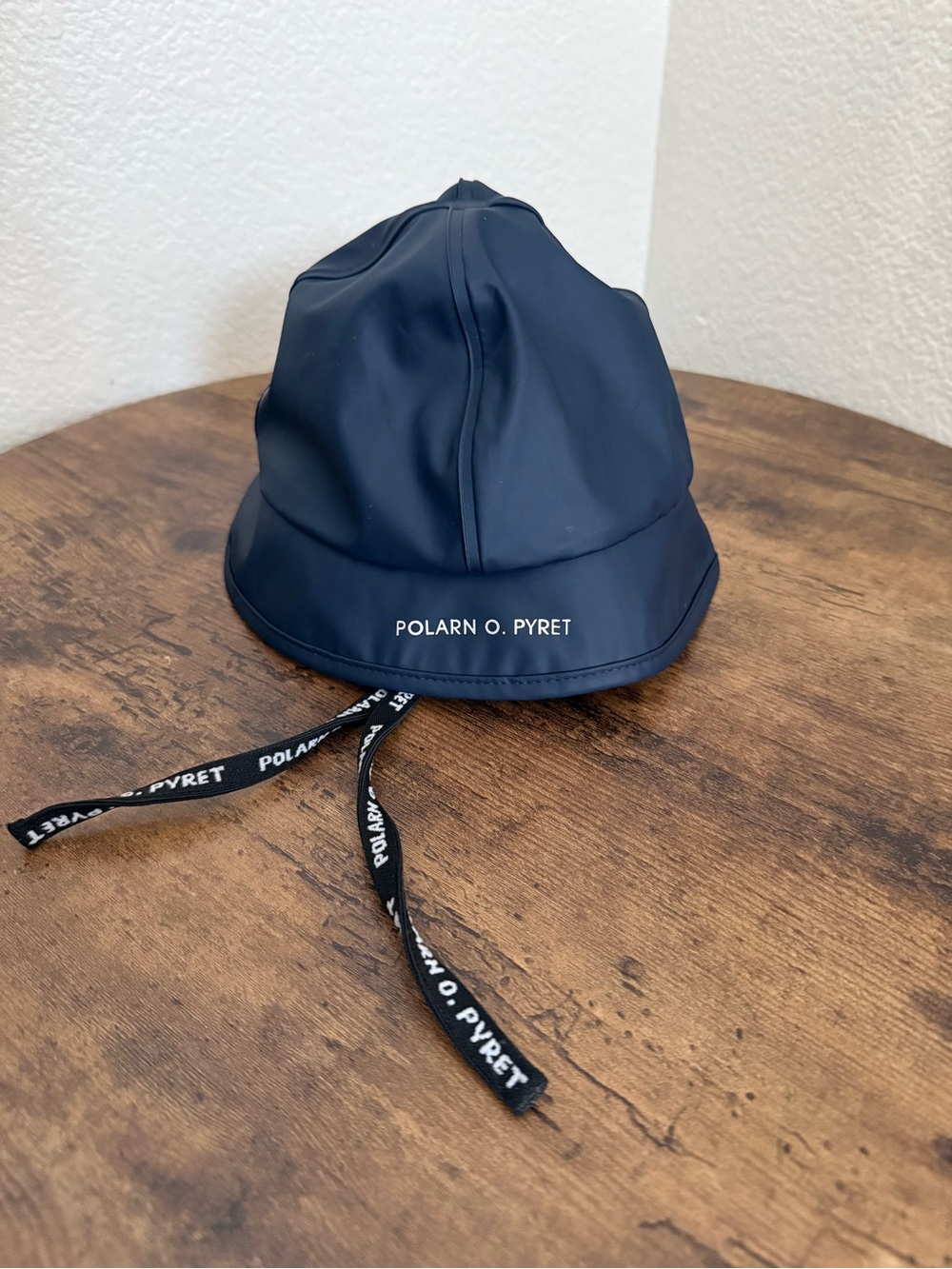 Polarn O. Pyret Navy Kids Rain Hat with Branded Chin Ties 9-12 months